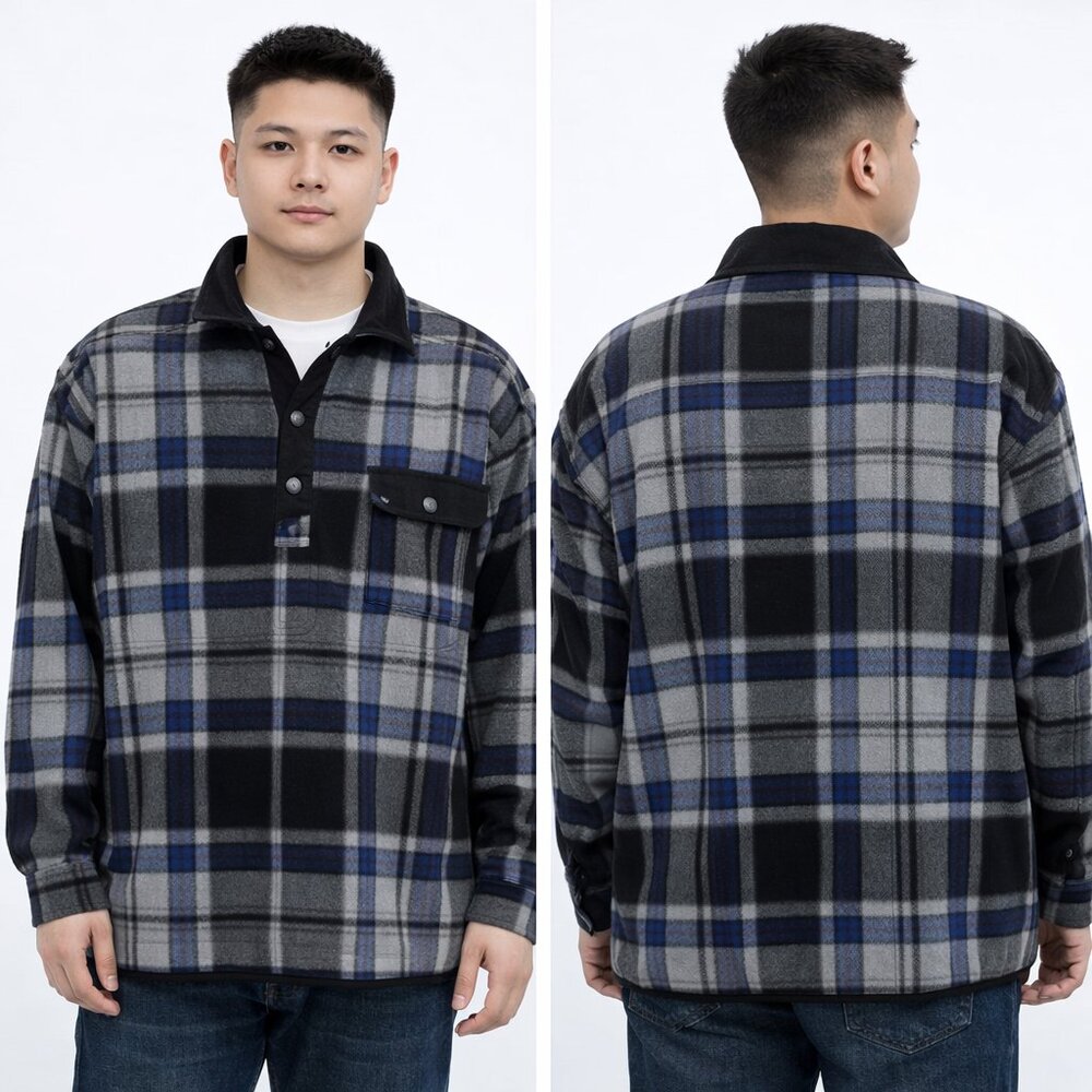 CHAPS Streetwear 1/4 Snap-Up Scottish Plaid Pullover Shirt Jacket XXL